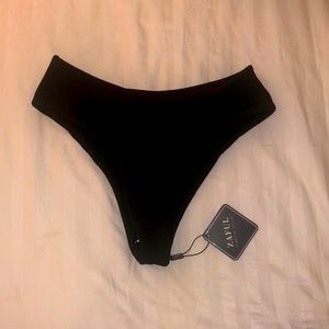 ZAFUL ribbed high leg bikini bottom/BLACK